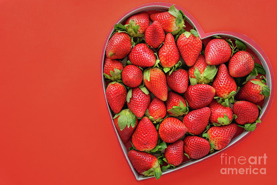 Happy Valentines with sweet strawberries Photograph by Hanna Tor