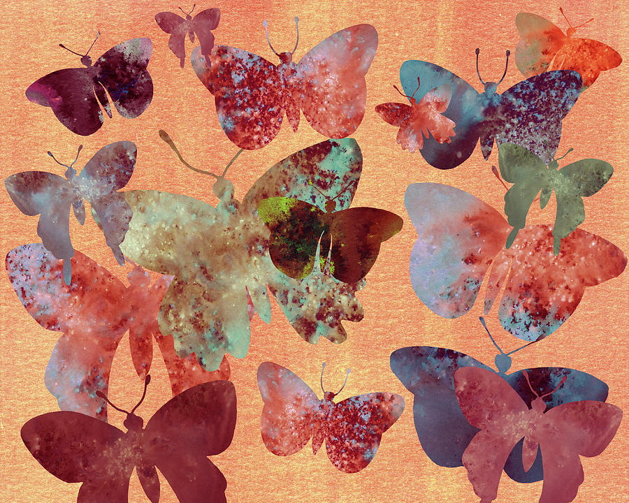 Happy Watercolor Butterflies Silhouette Dance Of Wings  Painting by Irina Sztukowski