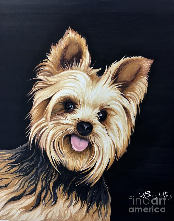 Happy Yorkie Painting by Jody Bustillos Fine Art America