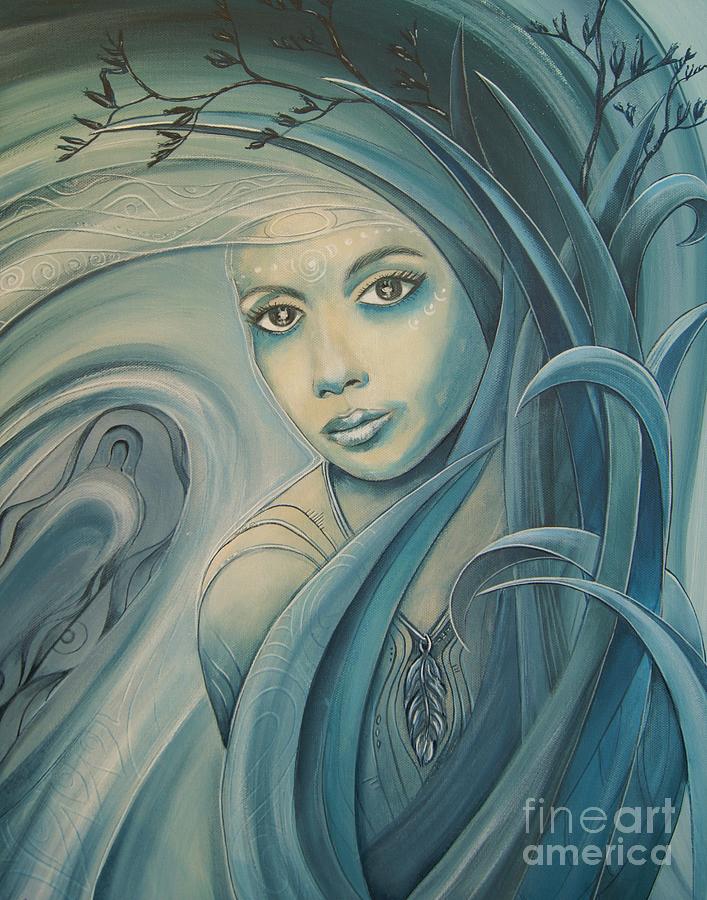 Harakeke Flax Woman Painting by Reina Cottier