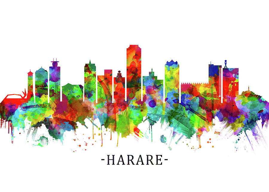 Harare Zimbabwe Skyline Mixed Media