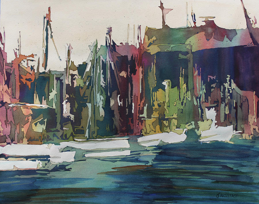 Boat Painting - Harbor Abstract I by Jenny Armitage