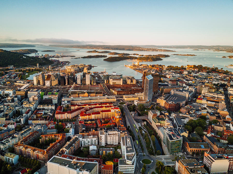 Harbor and financial district view of Oslo, Norway Photograph by Drazen_