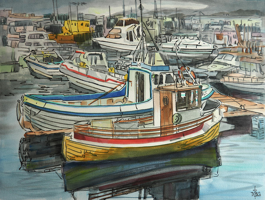 Harbor at Husvik Painting by David Bader