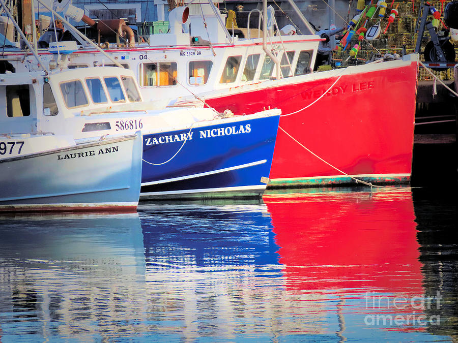 Harbor boat reflections Photograph by Janice Drew