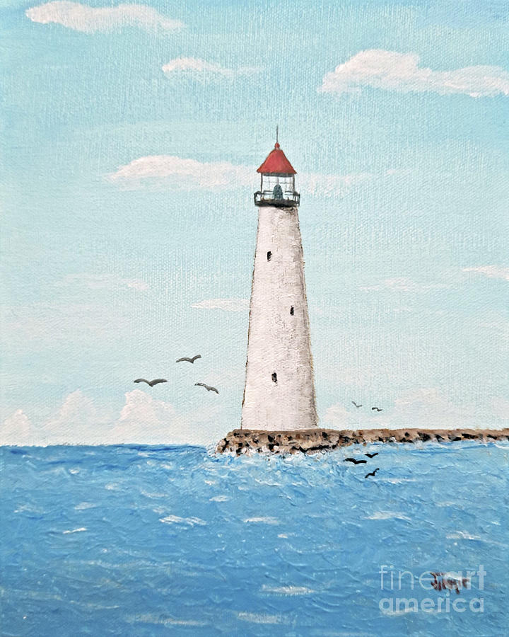Harbor Channel Lighthouse Painting by Jimmie Bartlett