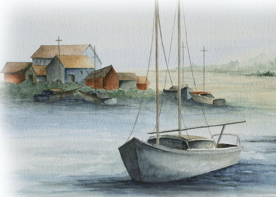 Harbor cropped Painting by Lael Rutherford