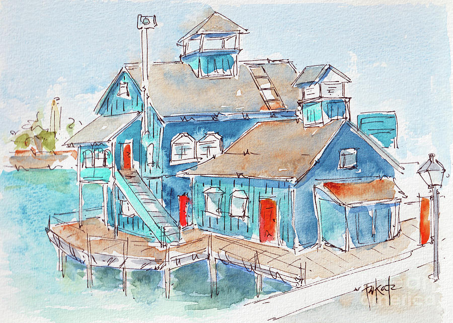 Harbor Front Blues San Diego Painting by Pat Katz