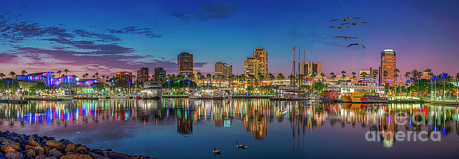 Long Beach Photograph - Harbor Magic Hour Cityscape Vista by David Zanzinger