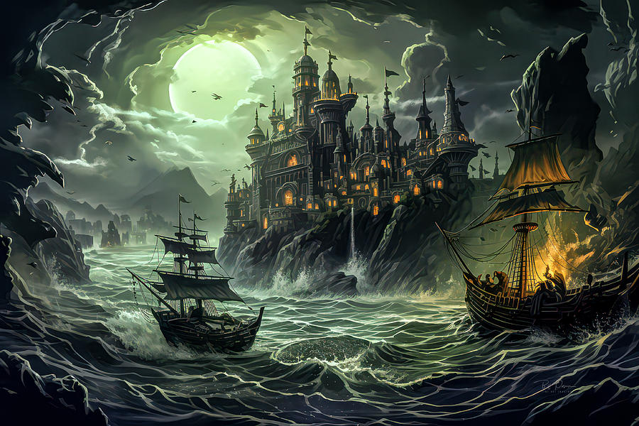 Harbor of the Moonlit Spires Digital Art by Bill Posner Harbor of the Moonlit Spires Digital Art by Bill Posner