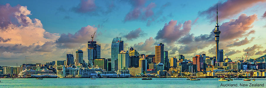 Auckland Harbor Panorama - Auckland, New Zealand Photograph by Jon ...