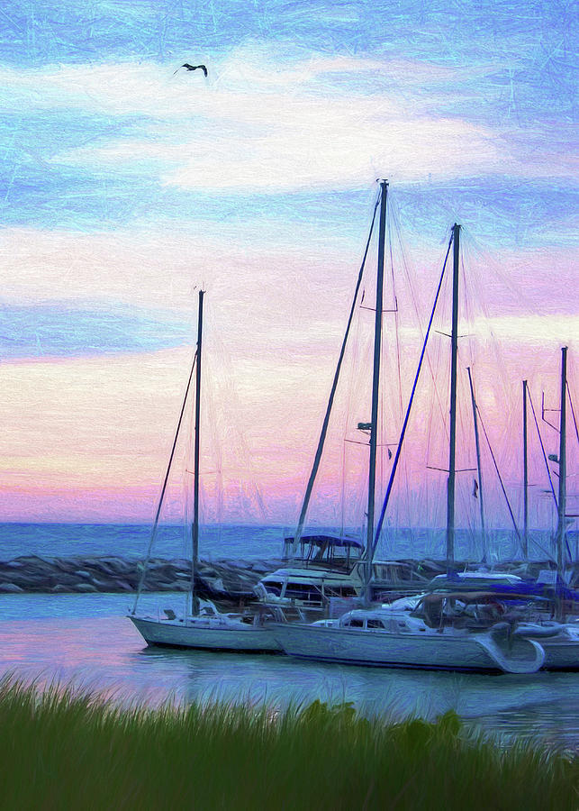 Harbor Sunset Mixed Media by Ron Grafe