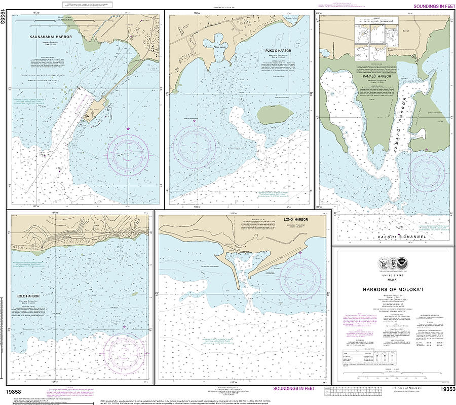 Harbors of Molokai Nautical Chart 19353 Digital Art by John Gernatt