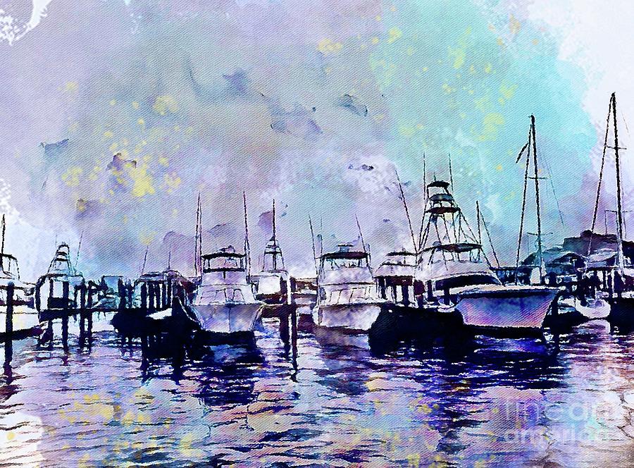 Harbour Blues Mixed Media by Lauries Intuitive