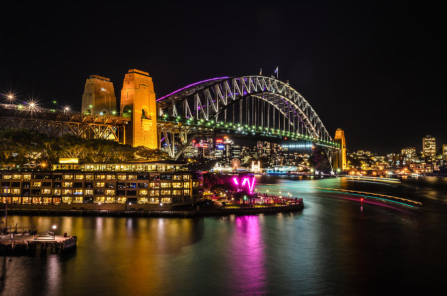 Harbour Bridge on Vivid Sydney Festival. Photograph by Brook Attakorn