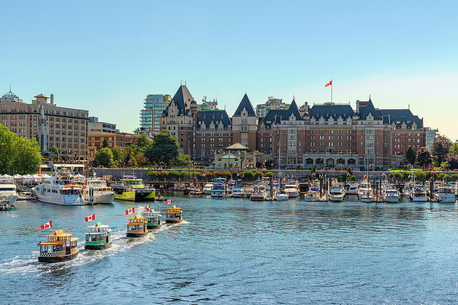 Harbour Ferry Boats and Empress Hotel Photograph by Lindsay Thomson