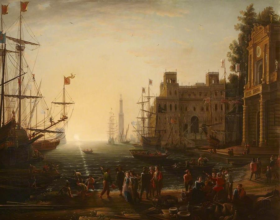 Harbour Scene after Claude Lorrain Painting by Pietro Antonio Sasso ...