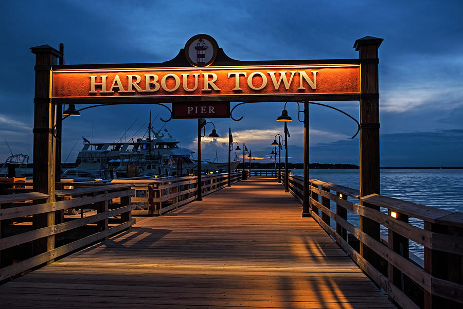 Harbourtown Pier Hilton Head South Carolina at Dusk Photograph by Toby McGuire