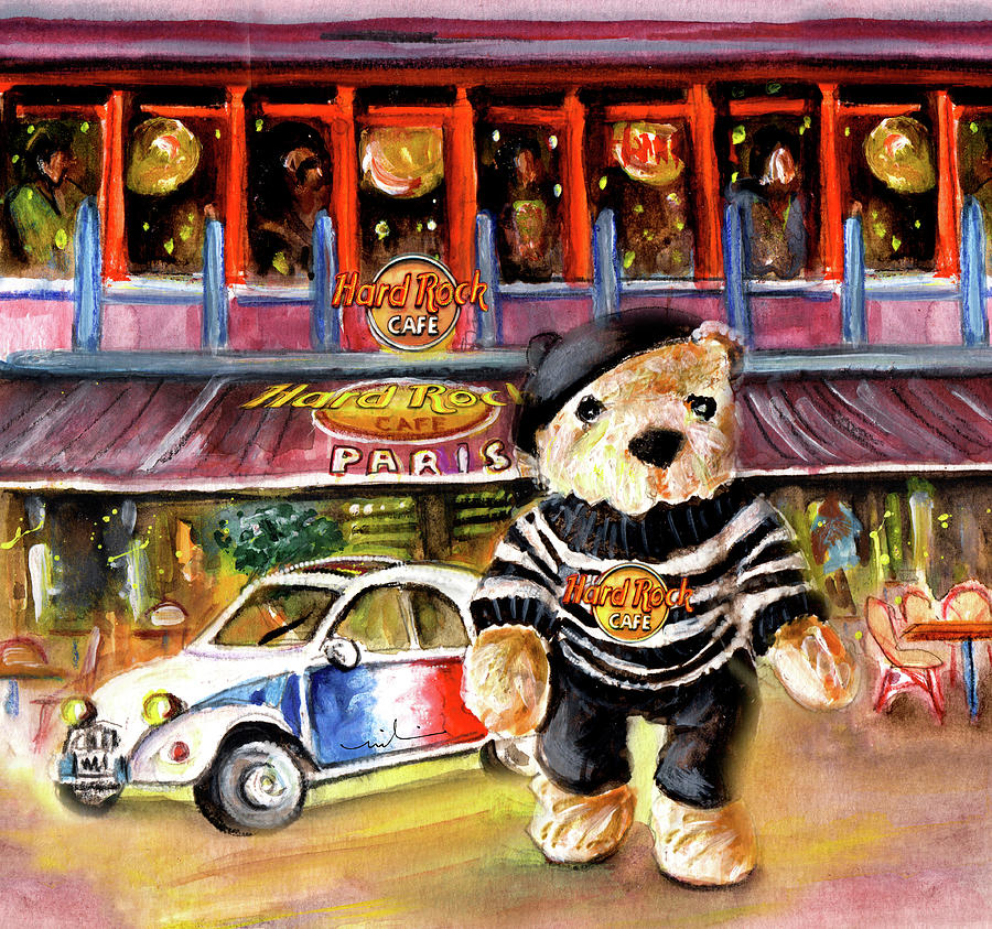 Hard Rock Cafe Bear In Paris Painting by Miki De Goodaboom