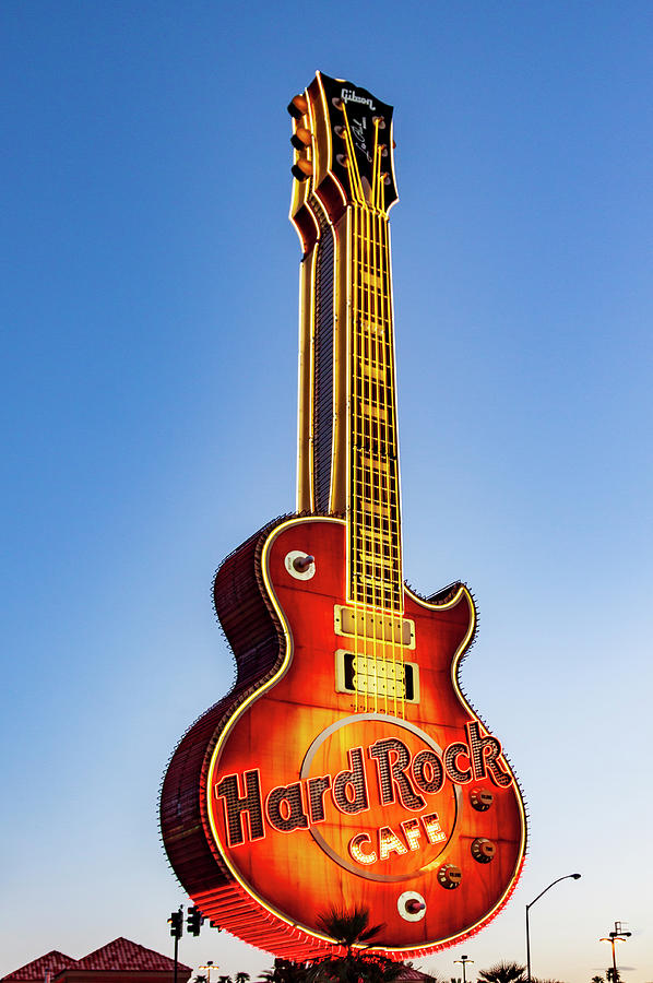 Hard Rock Cafe guitar iconic sign, Las Vegas Photograph by Tatiana Travelways