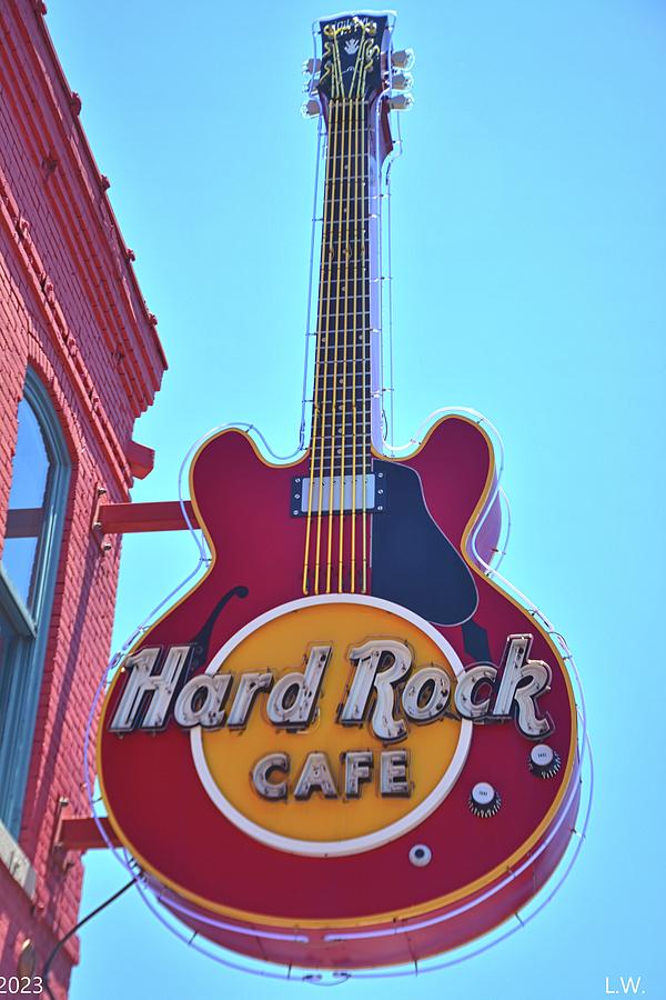 Black And White Photograph - A Rockin Cafe Sign Memphis Tennessee by Lisa Wooten