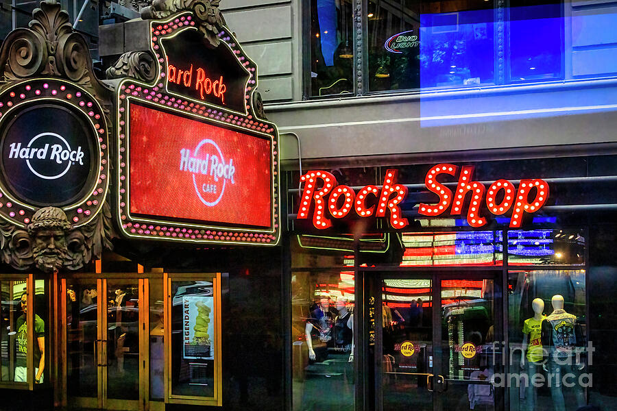 Hard Rock Shop and Cafe on Broadway in New York City Photograph by Shelia Hunt