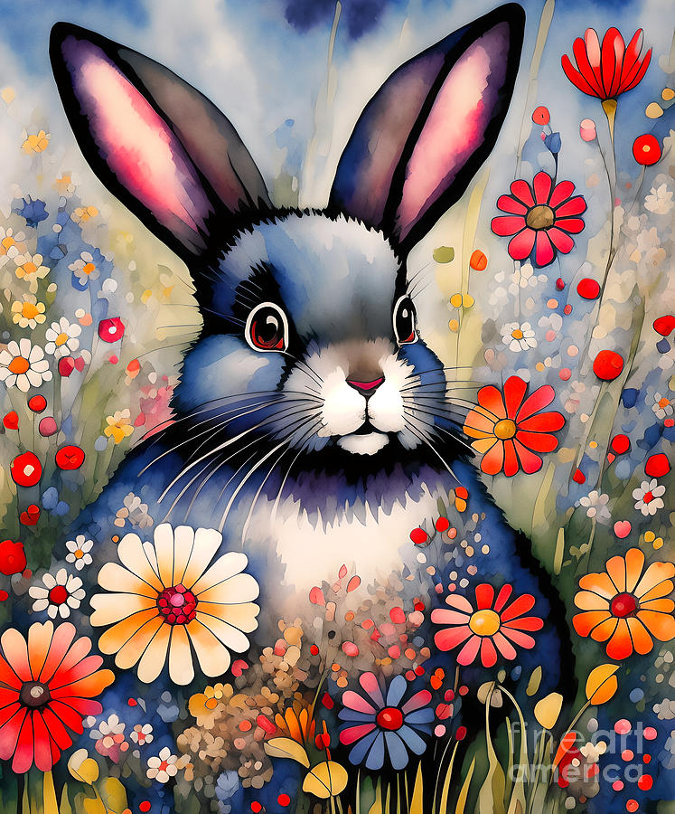 Hare In The Flower Meadow - 1 Digital Art by Philip Preston
