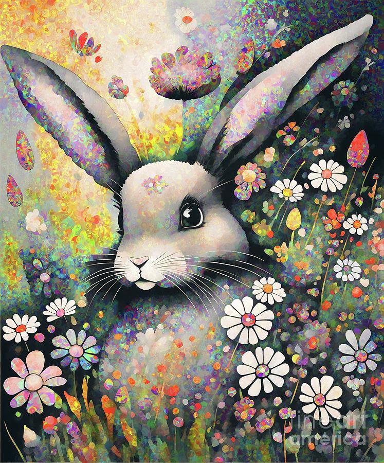 Hare In The Flower Meadow - 2a Digital Art by Philip Preston