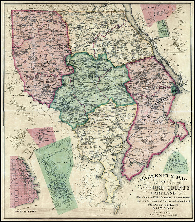 Harford County Maryland Vintage Historical Map 1878 Photograph by Carol ...