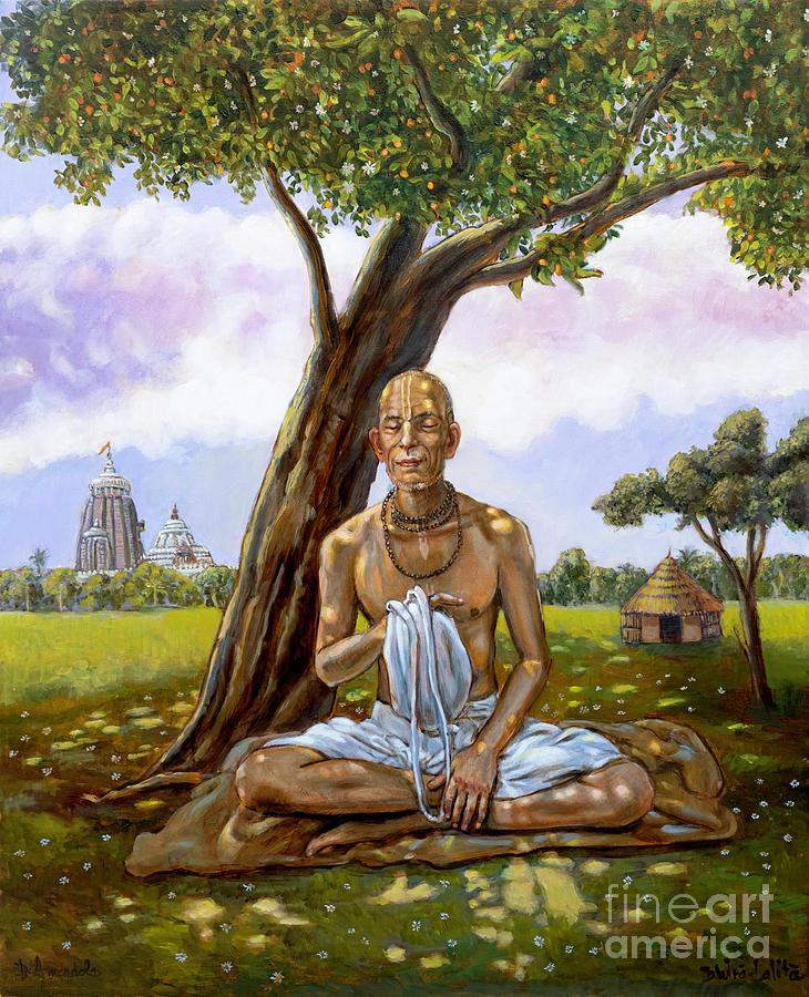 Haridas Thakur chanting the holy name Painting by Dominique Amendola