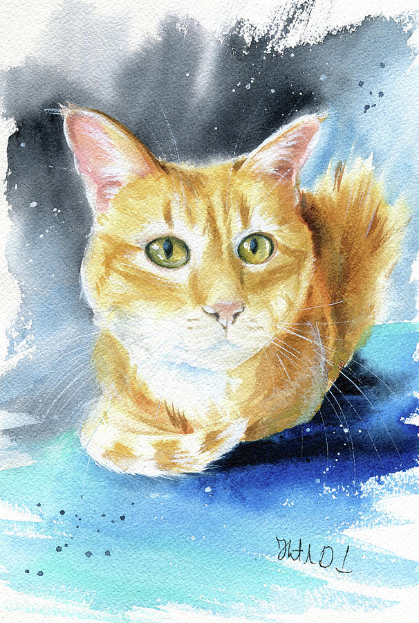 Harlem LemChou Ginger Tabby Cat Painting Painting by Dora Hathazi Mendes