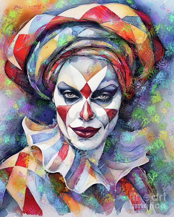 Harlequin Jester Portrait - 02612 Digital Art by Philip Preston - Fine ...