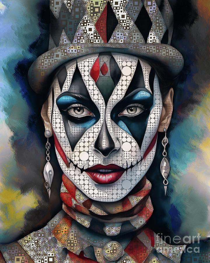 Harlequin Jester Portrait - 02858 Digital Art by Philip Preston - Fine ...