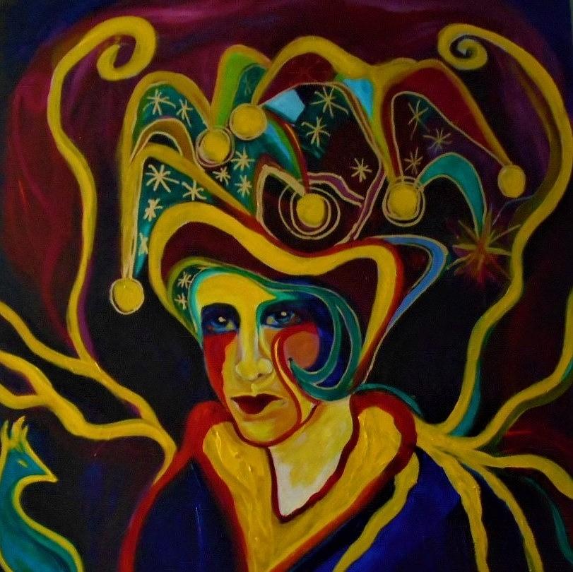 Harlequin Queen With Friend Painting by Carolyn LeGrand