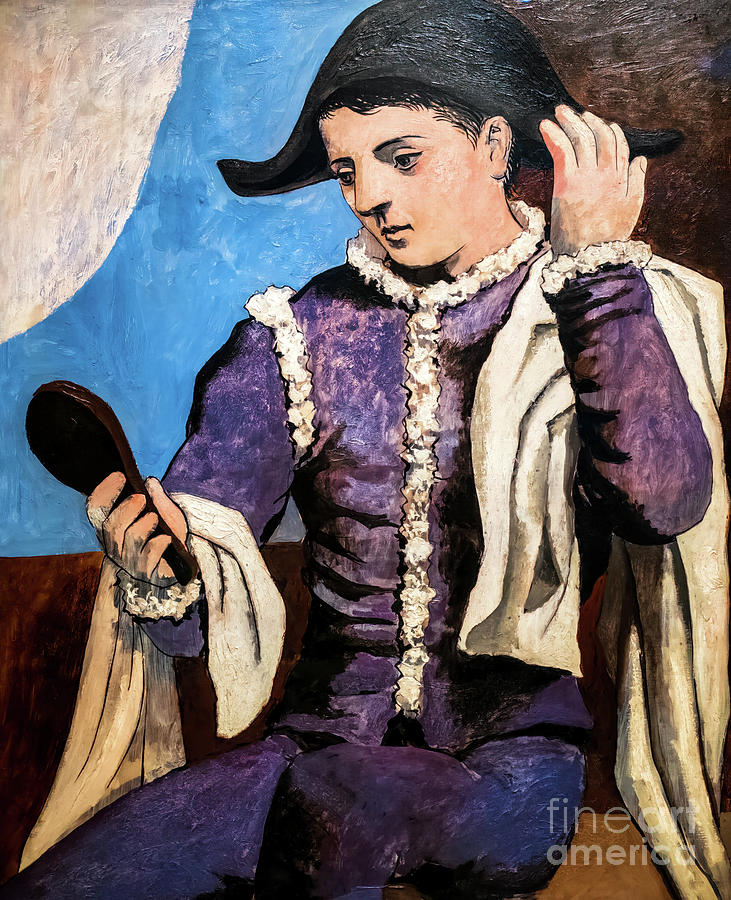 Harlequin with a Mirror by Pablo Picasso 1923 Painting by Pablo Picasso