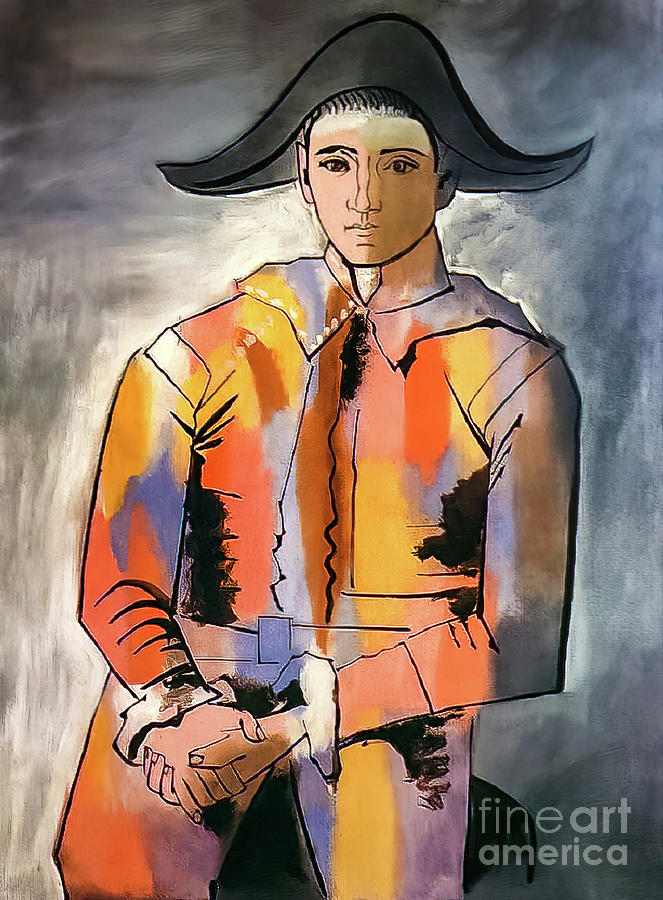 Harlequin With His Hands Crossed By Pablo Picasso 1923 Painting