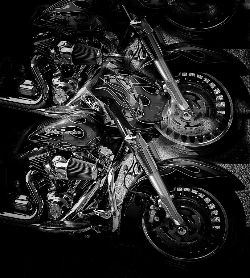 Harley Davidson Abstract BW Photograph by Jerry Abbott