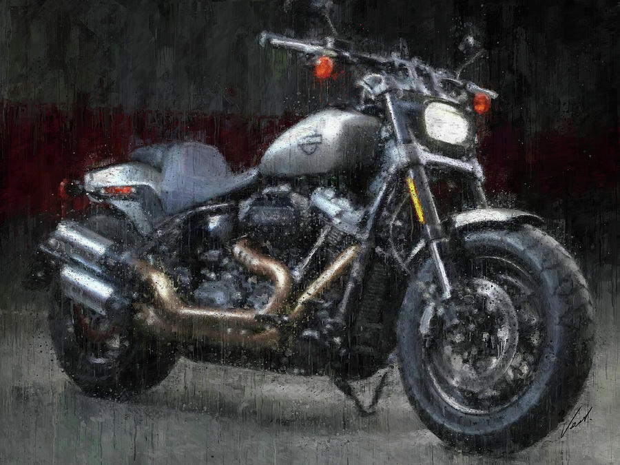 Harley-Davidson FAT BOB Motorcycle by Vart Painting by Vart