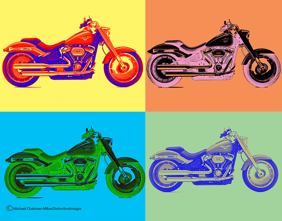 Harley Davidson Fatboy Pop Art Digital Art by Michael Chatman - Fine ...