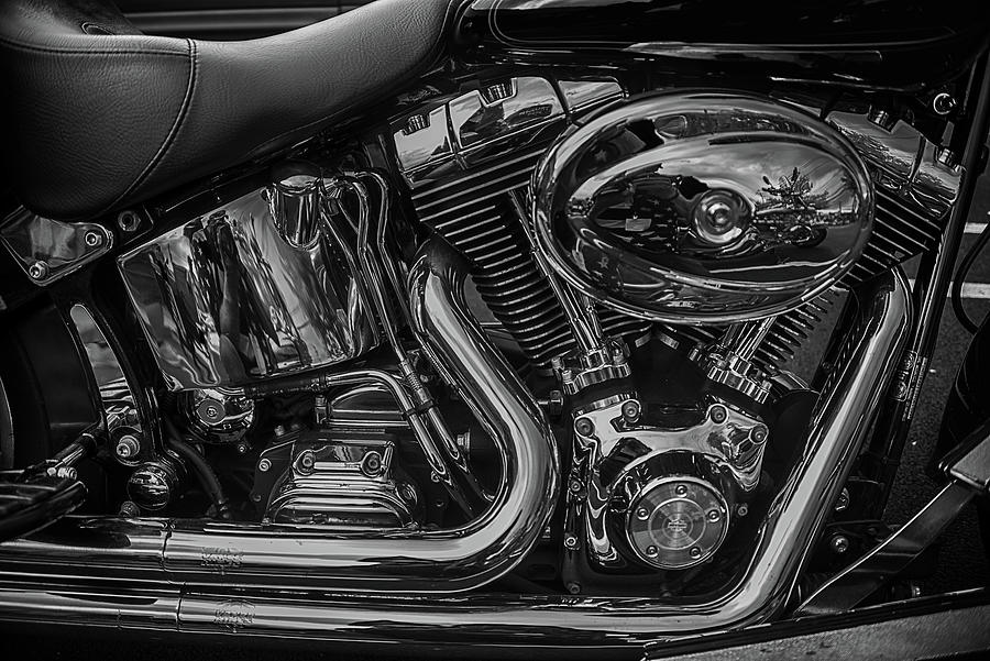 Harley-Davidson in Black and White Photograph by Alan Goldberg