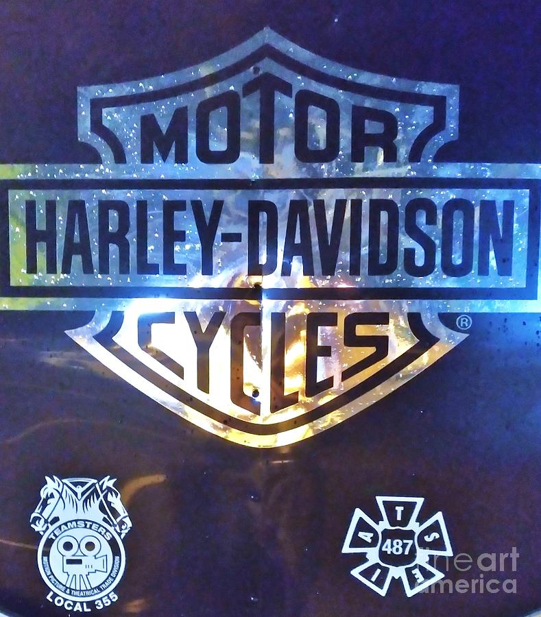 Harley Davidson Logo Night Shot Photograph by Poets Eye