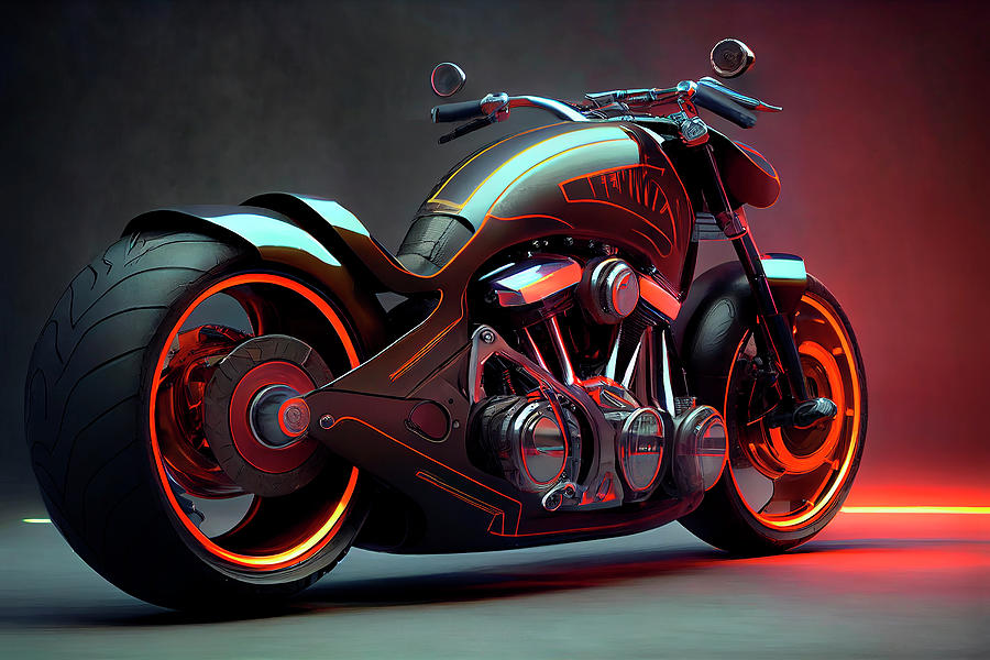 Harley Davidson Motorcycle Future Concept Art Digital Art by Tim Hill ...