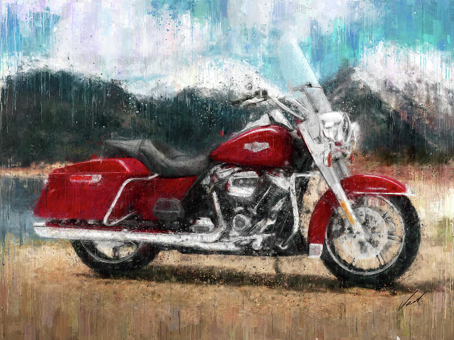 Harley-Davidson Road King 2021 Motorcycleby Vart Painting by Vart