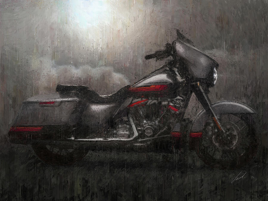 Harley-Davidson STREET GLIDE grey Motorcycles by Vart Painting by Vart