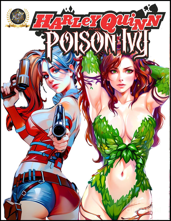 Harley Quinn Poison Ivy Digital Art by Bill Richards