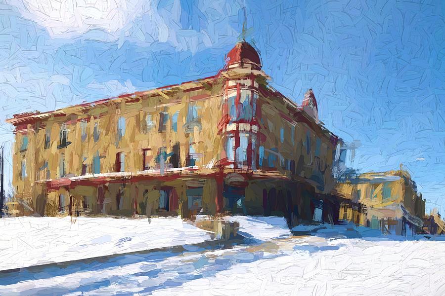 Harlowton Montana historic building - Painting Mixed Media by Tatiana Travelways