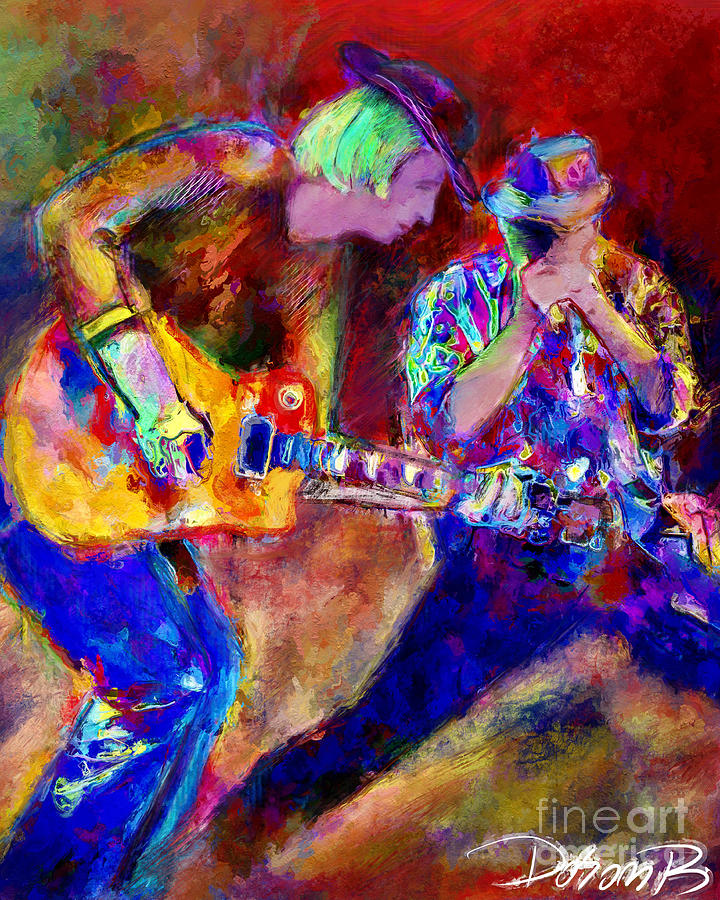 Harmonica and guitar players  Digital Art by Doron B