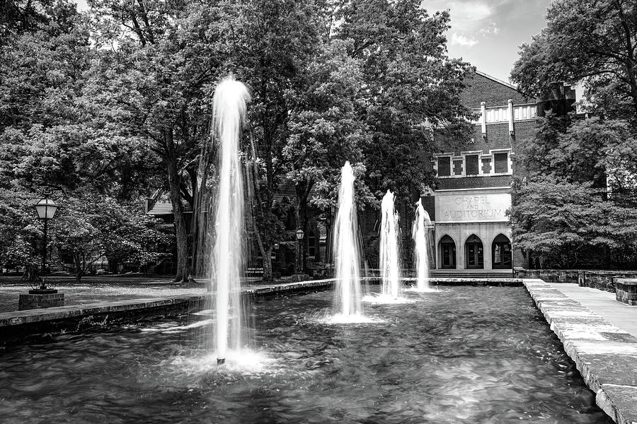 Harmonious Monochrome Elevation At The Hendrix College Fountain And Staples Auditorium Photograph by Gregory Ballos