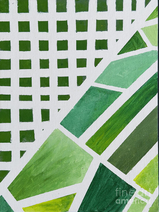 Harmony in Chaos - Abstract Green Tones Painting by Viktoria Jovanovic