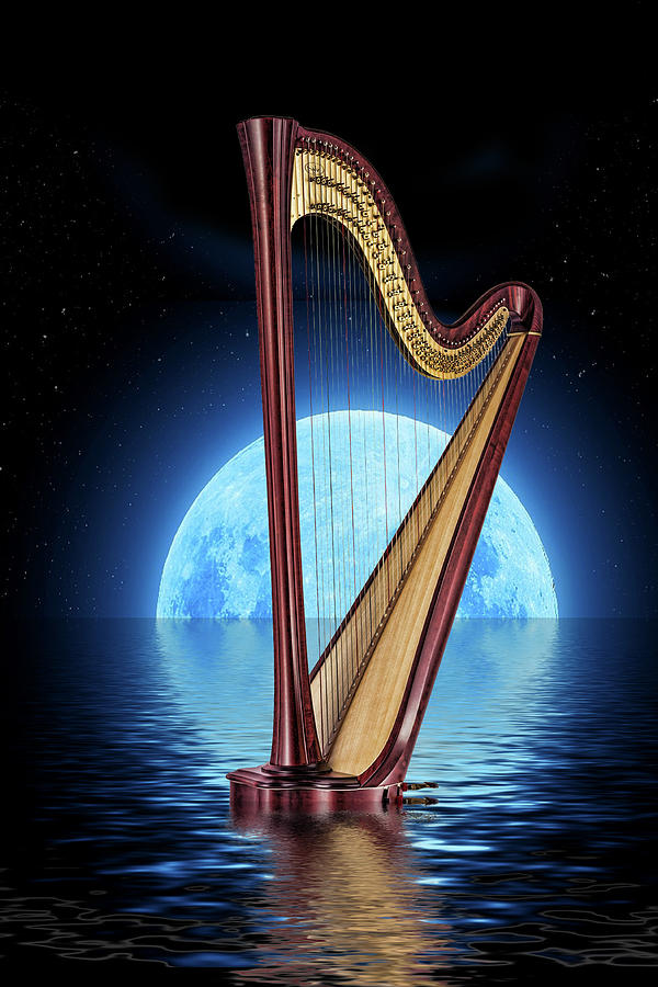 Harp at midnight Digital Art by Angel Jesus De la Fuente